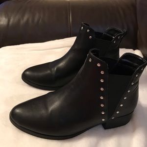 Time and Tru Black Ankle Boots with Silver Studs